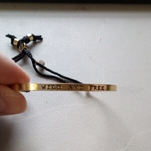 Gold Bracelet with Black Cord